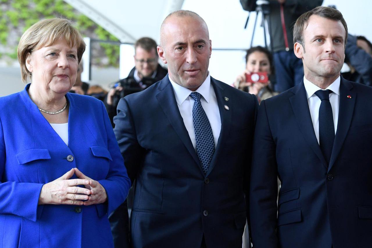 Angela Merkel, Ramush Haradinaj i Emmanuel Macron
