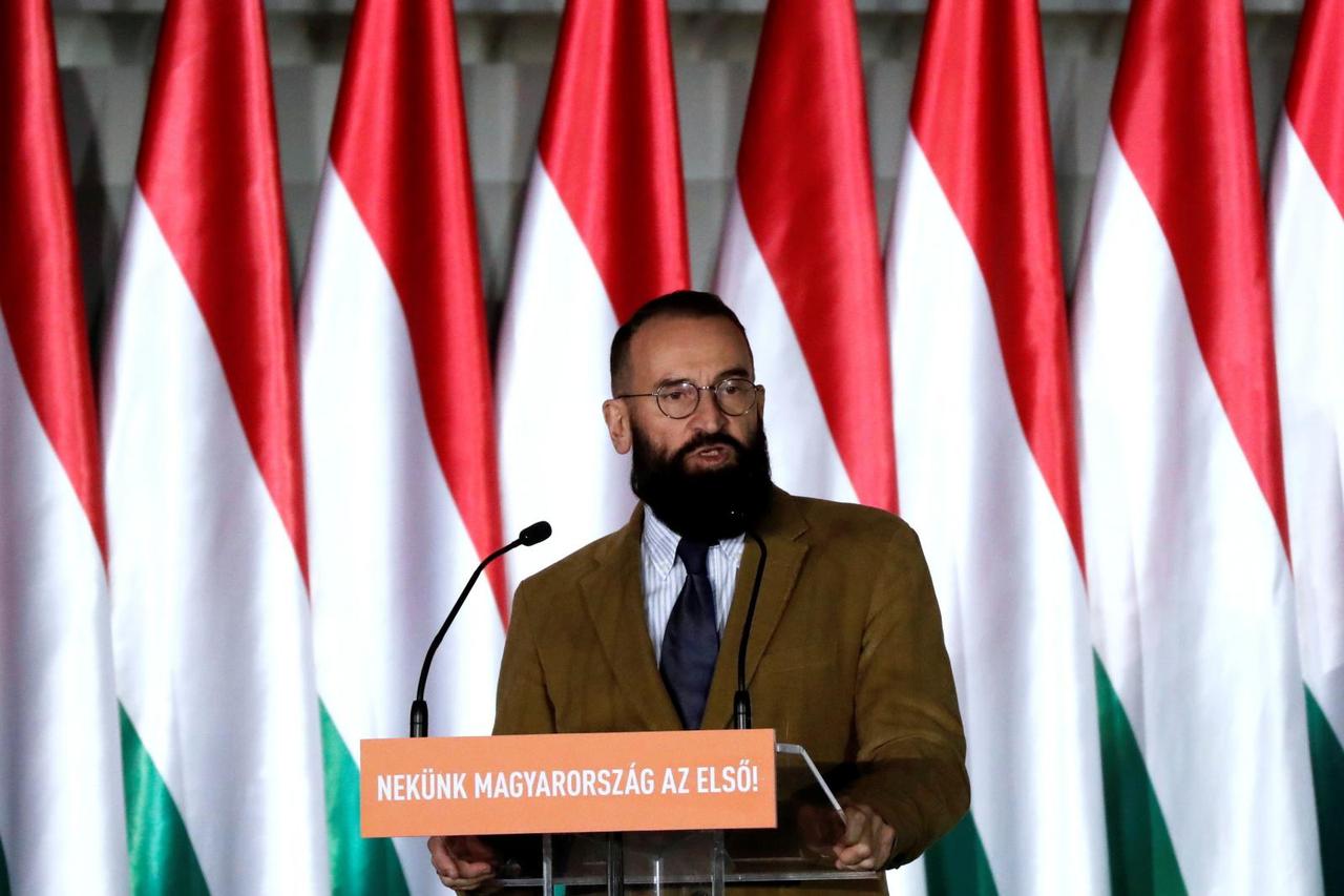 Szajer, senior member of Fidesz party delivers his speech in Budapest