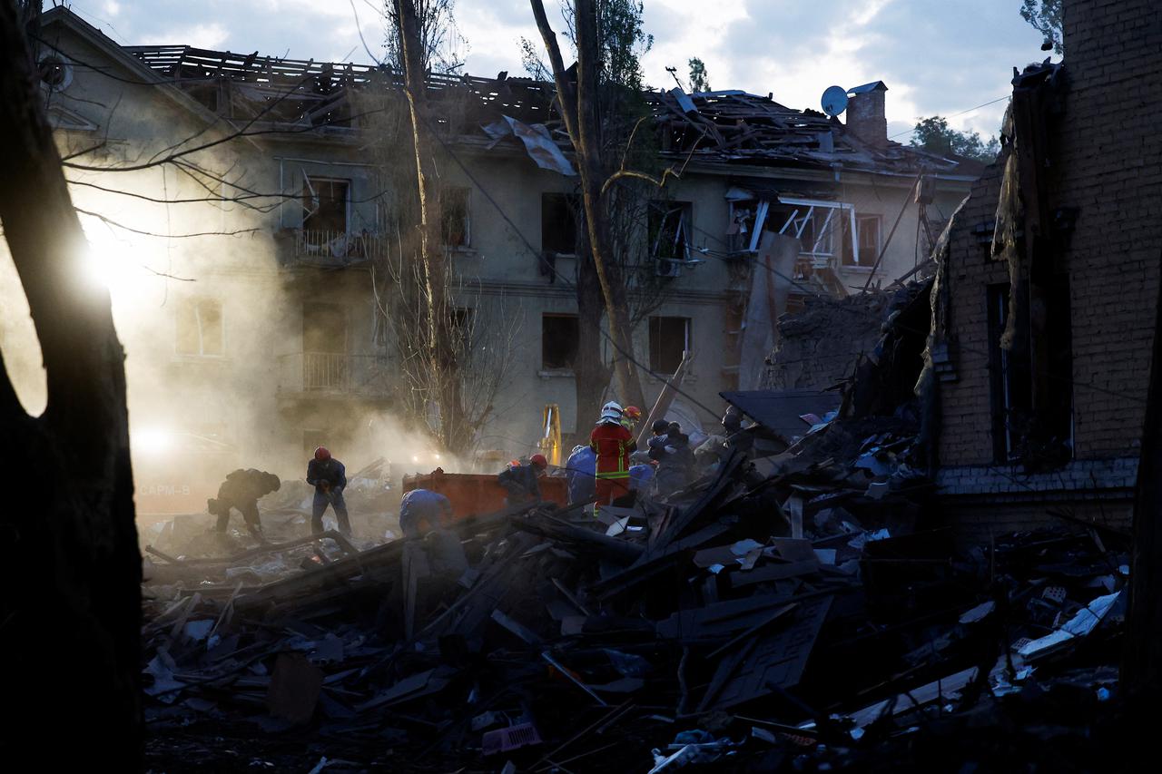 Aftermath of a Russian ballistic missile strike, in Kyiv