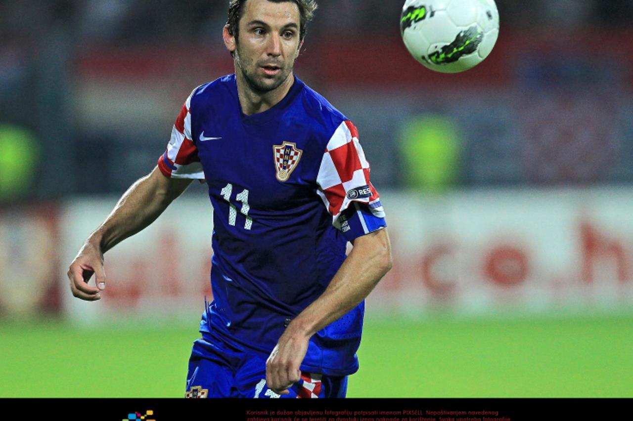 \'11.10.2011., stadion Kantrida, Rijeka - Kvalifikacije za EP u nogometu 2012., skupina F, Hrvatska - Latvija. Darijo Srna. Photo: Antonio Bronic/PIXSELL\'
