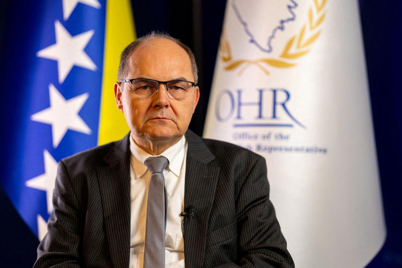 FILE PHOTO: Bosnia's international High Representative Christian Schmidt looks on during the interview with Reuters in Sarajevo