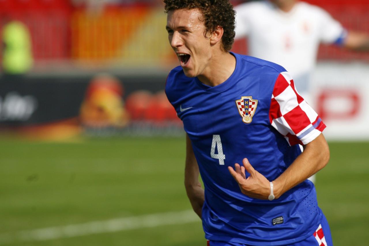 '04.09.2010.,Kragujevac, Srbija  - Kvalifikacije za Europsko prvenstvo U21 Srbija-Hrvatska. Ivan Perisic slavi svoj drugi gol na utakmici Photo: HaloPix/Pixsell'