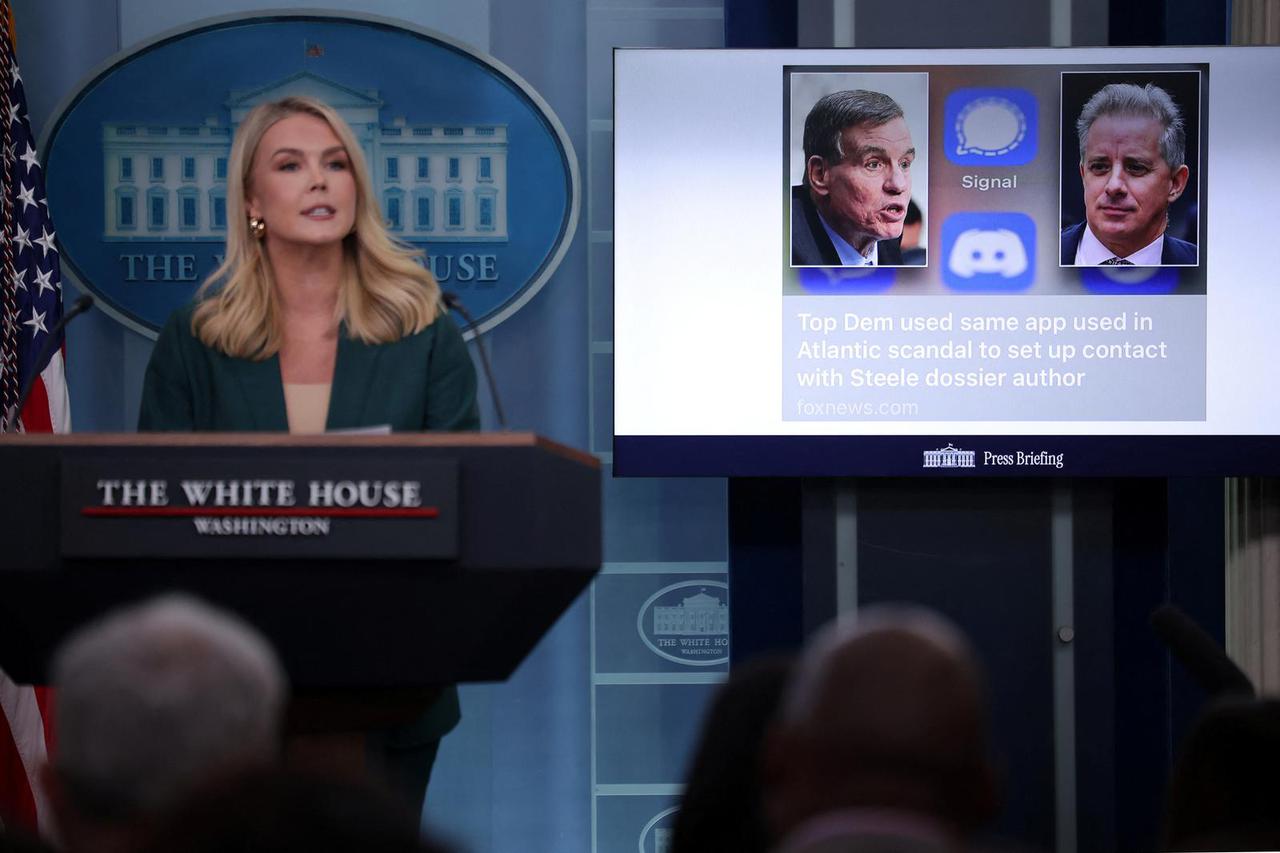 White House Press Secretary Karoline Leavitt holds a press briefing at the White House in Washington