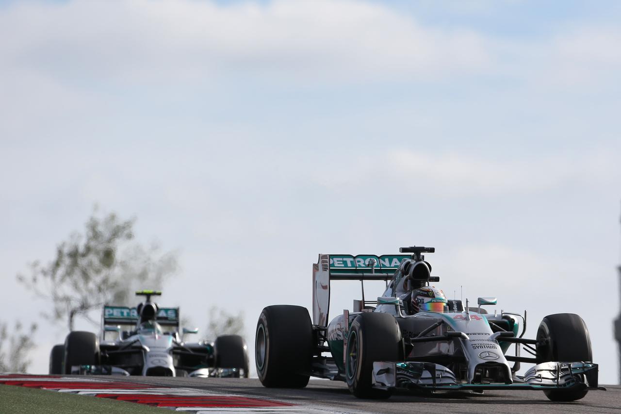 Motorsports: FIA Formula One World Championship 2014, Grand Prix of United States,  #44 Lewis Hamilton (GBR, Mercedes AMG Petronas F1 Team), #6 Nico Rosberg (GER, Mercedes AMG Petronas F1 Team),/DPA/PIXSELL
