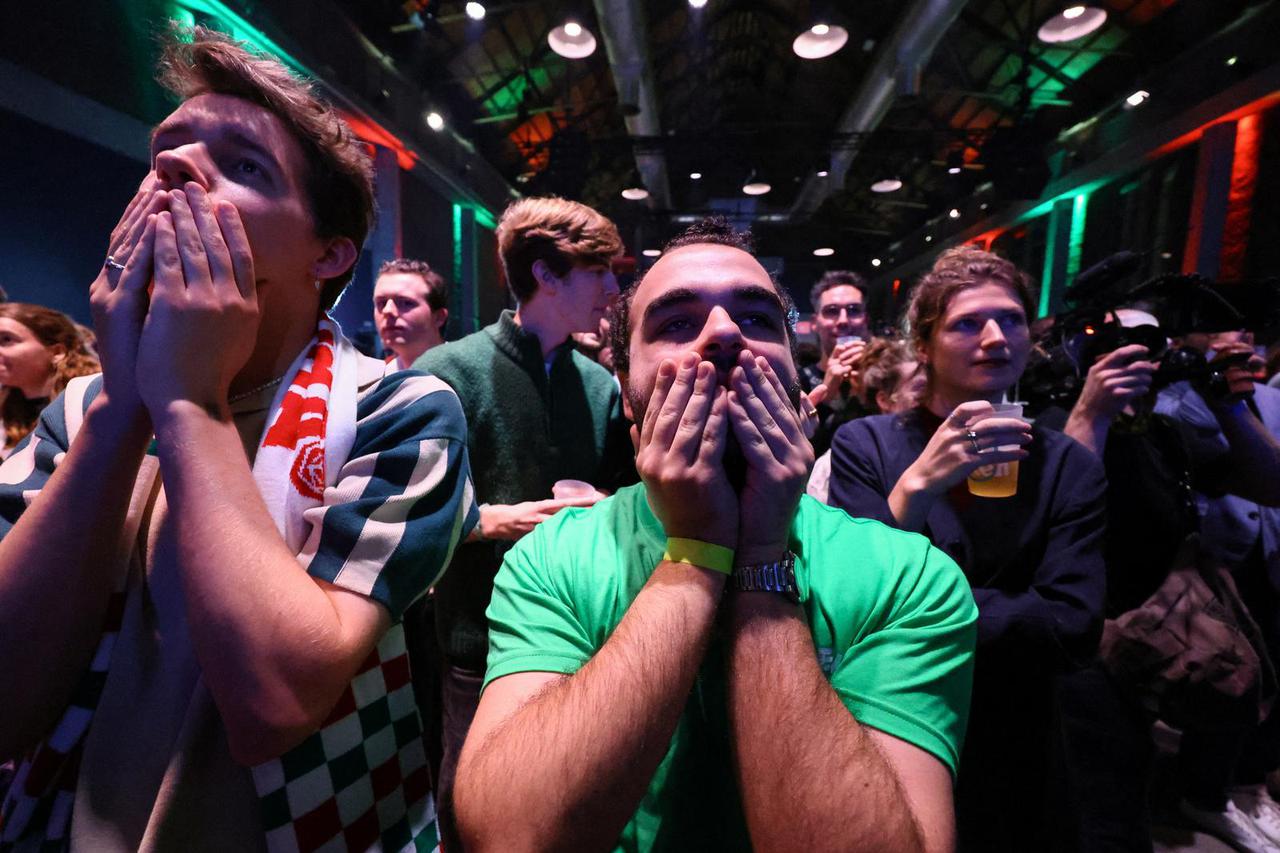 Reactions to the exit poll and early results in the Dutch parliamentary elections in Amsterdam