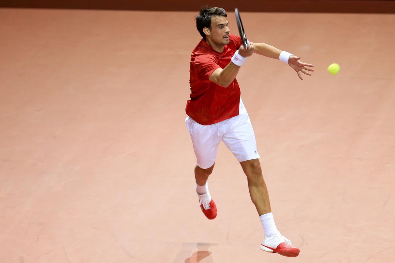 03.02.2014., Dom Sportova, Zagreb - 1. kolo 9. ATP turnira PBZ Zagreb Indoors. Marin Cilic (CRO) - Mate Delic (CRO). Photo: Slavko Midzor/PIXSELL