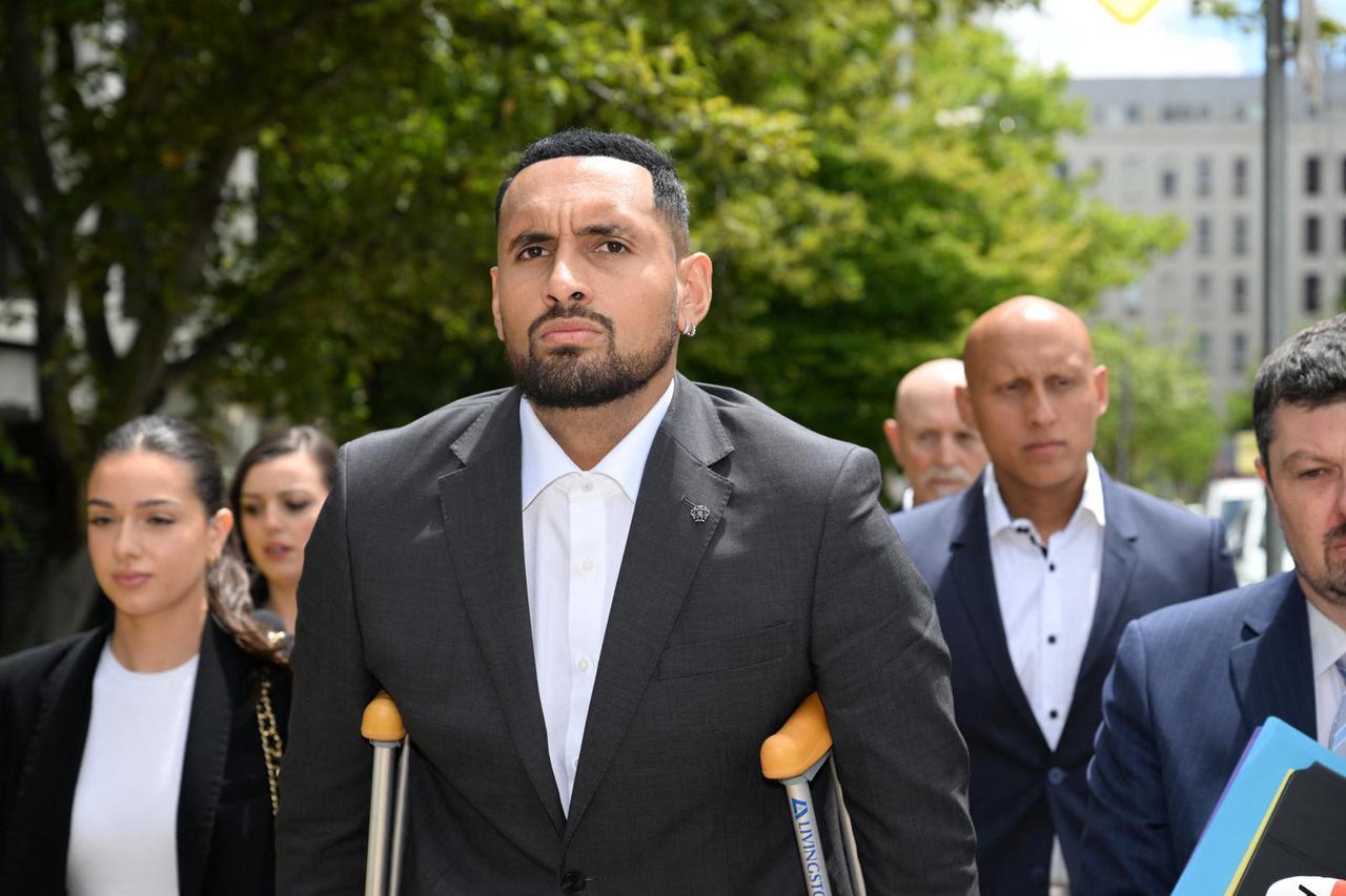 Tennis star Nick Kyrgios arrives at the ACT Magistrates Court in Canberra