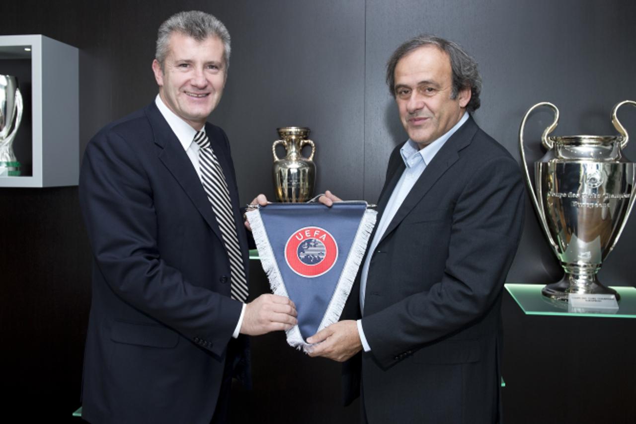'Davor Suker, President Croatian FA and Michel PLATINI; UEFA President'