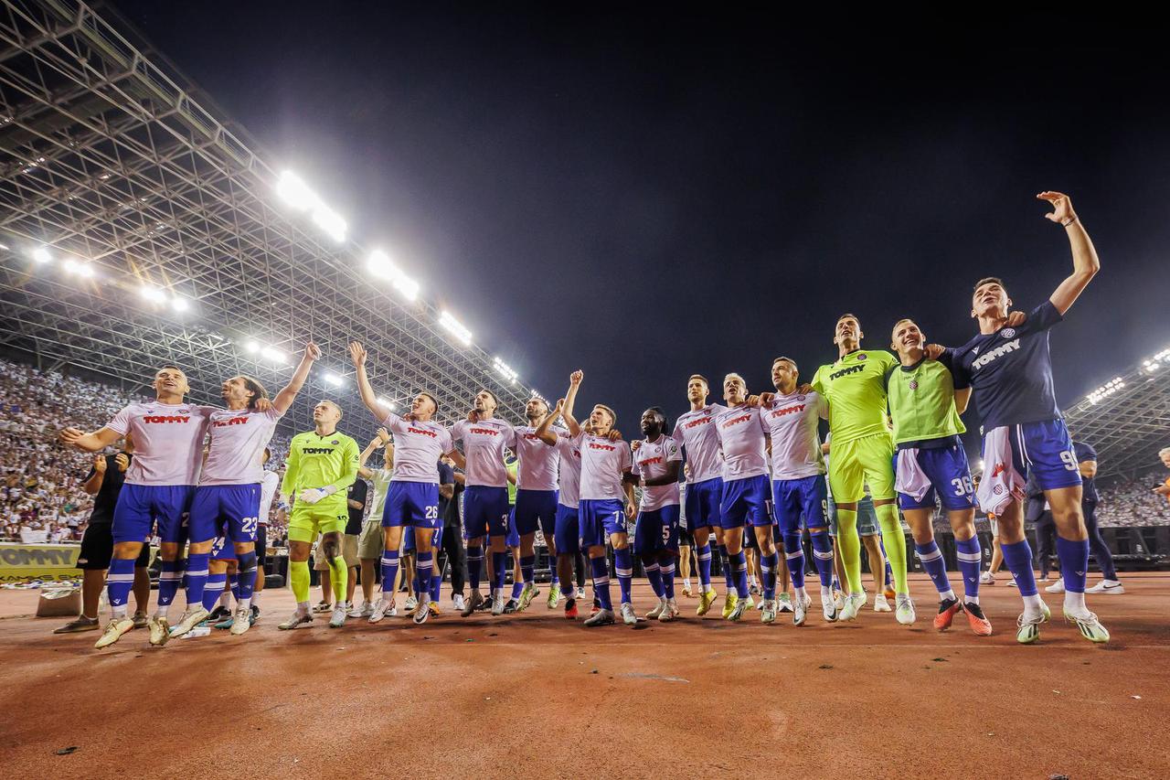Split: Slavlje igrača Hajduka nakon pobjede protiv Dinama