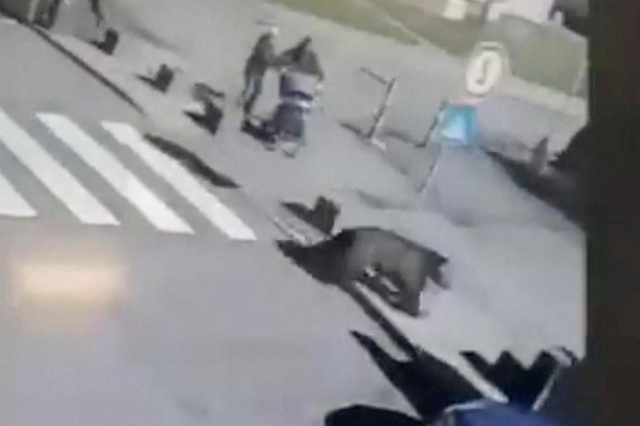 CCTV footage shows bear running around during attack in Slovakian village