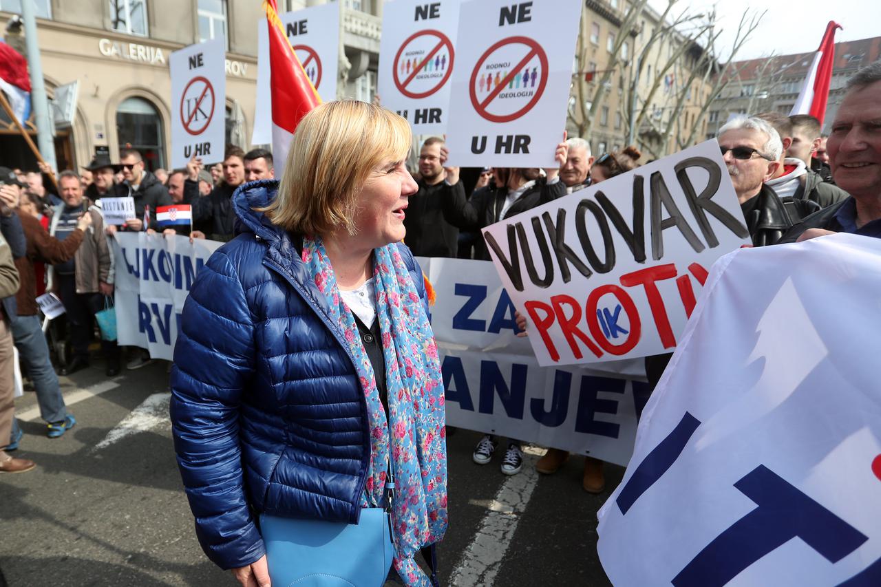 Gradjanska inicijativa "Hrvatska protiv Istanbulske konvencije" organizirala je prosvjed protiv ratifikacije Istanbulske konvencije