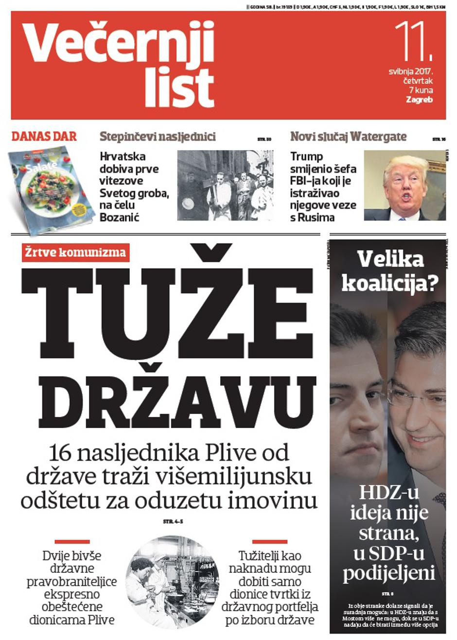 Naslovnica Večernjeg