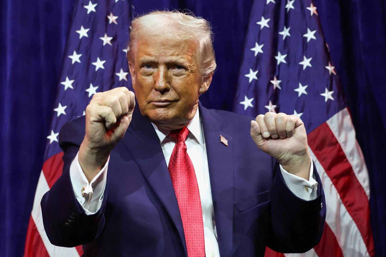 U.S. President Donald Trump addresses House Republicans at the Kennedy Center in Washington