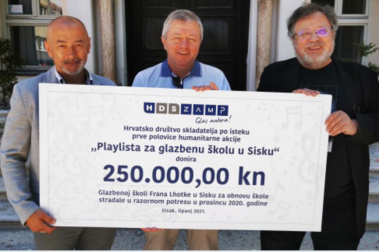 Glazbenici i HDS ZAMP donirali 250.000 kn glazbenoj školi u Sisku