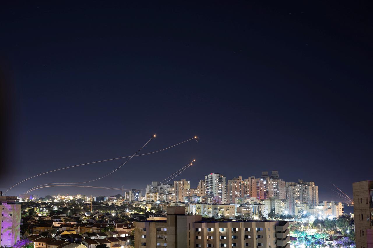 Israel's Iron Dome anti-missile system intercepts rockets launched from the Gaza Strip