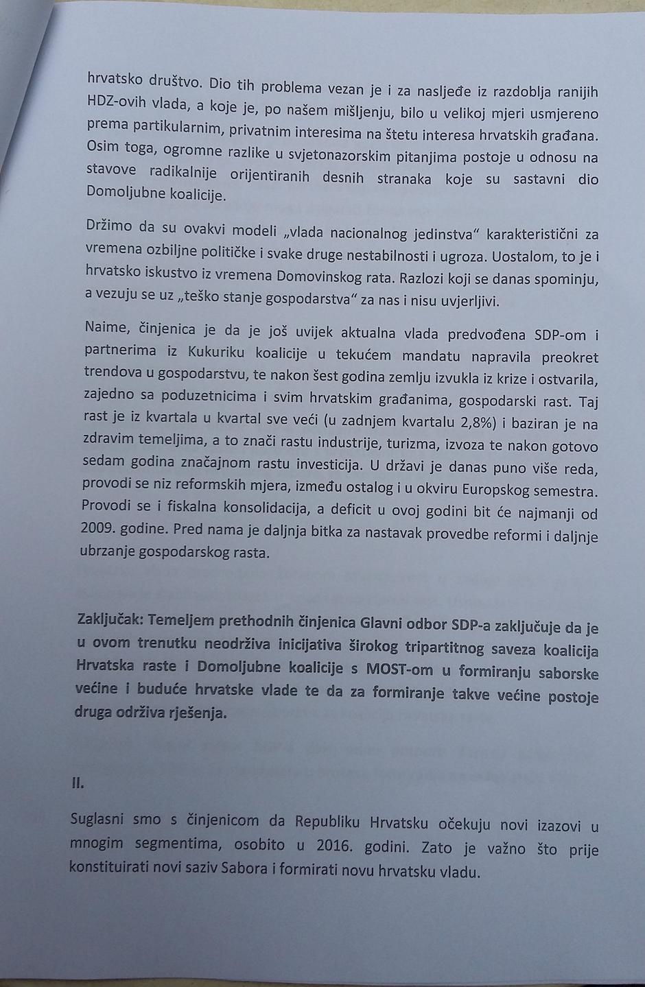 DOKIUMENT - Zaključci sa sjednice Glavnog odbora SDP-a