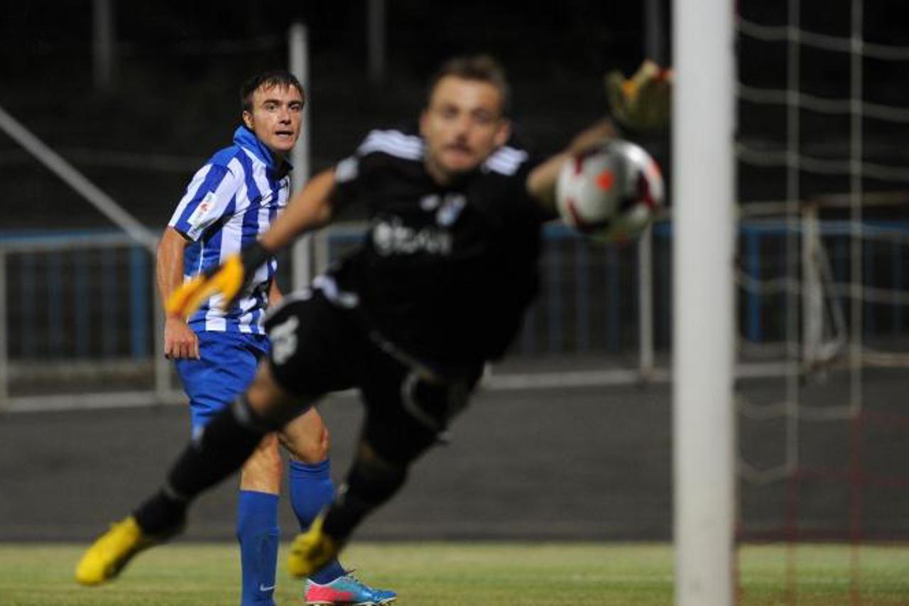 '29.07.2013., stadion u Kranjcevicevoj, Zagreb - MAXtv 1. HNL, 03. kolo, NK Lokomotiva - NK Slaven Belupo. Leonard Mesaric postigao je pogodak za pobjedu Lokomotive. Photo: Daniel Kasap/PIXSELL'