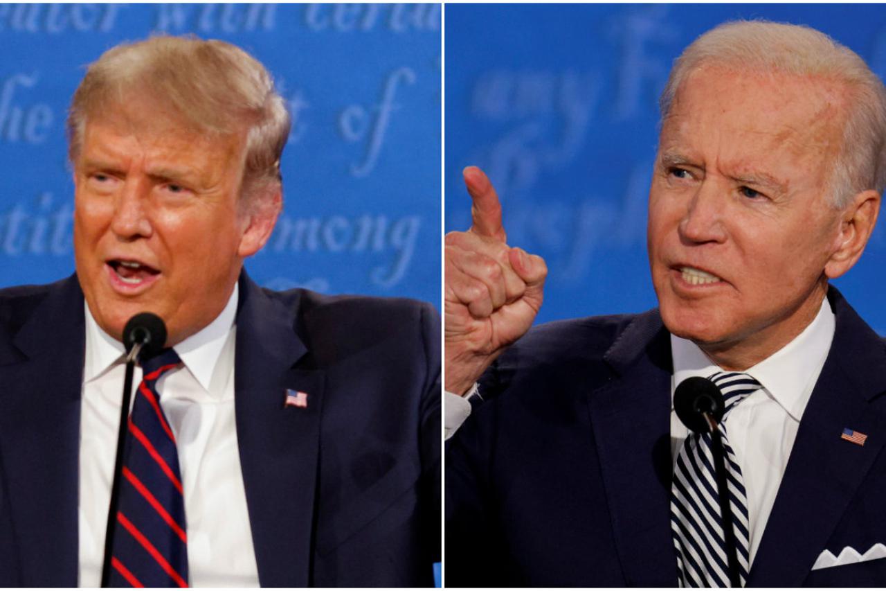 U.S. President Donald Trump and Democratic presidential nominee Joe Biden participate in their first 2020 presidential campaign debate in Cleveland