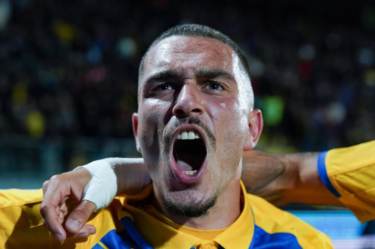 Frosinone Calcio v Empoli Calcio - Serie A Arijon Ibrahimovic of Frosinone Calcio celebrates after scoring second goal d