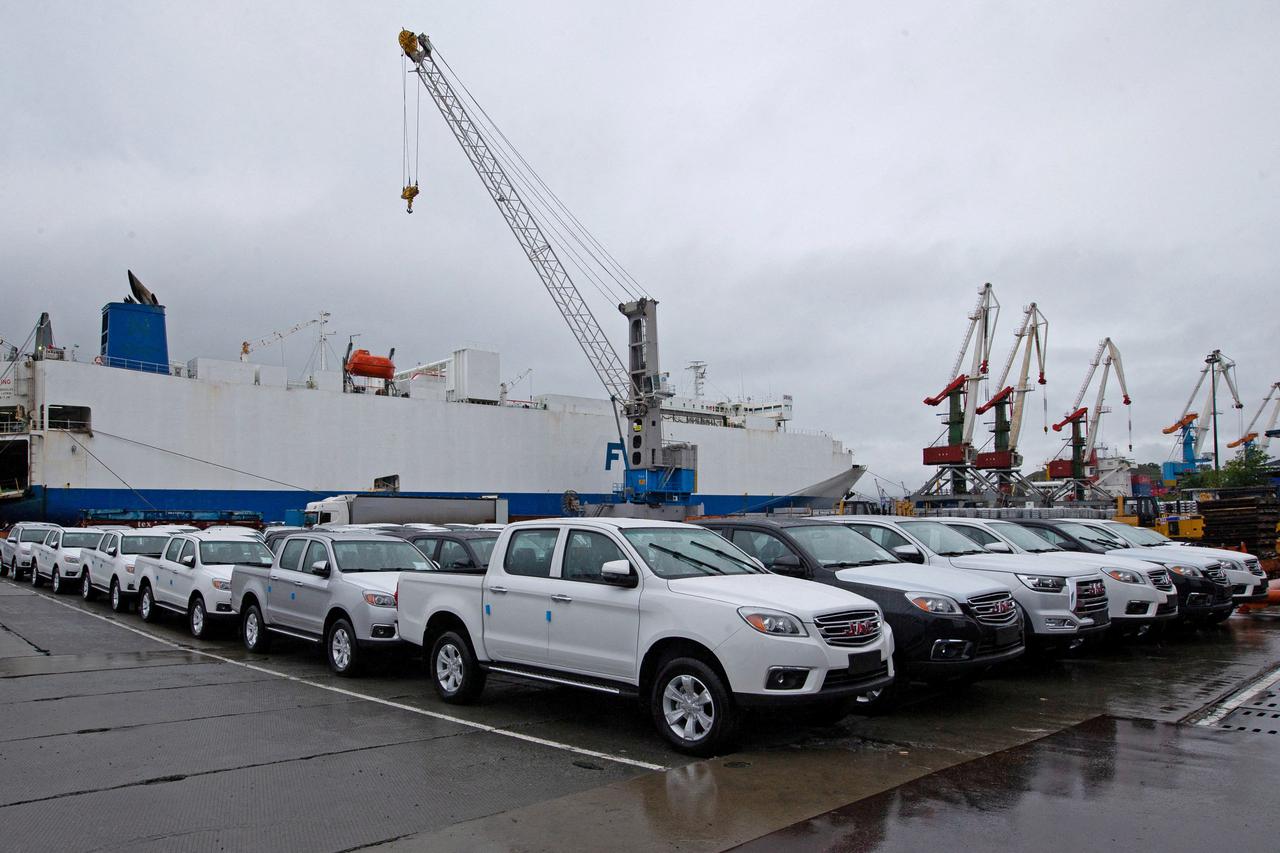 FILE PHOTO: Imported Chinese cars arrive at Vladivostok port