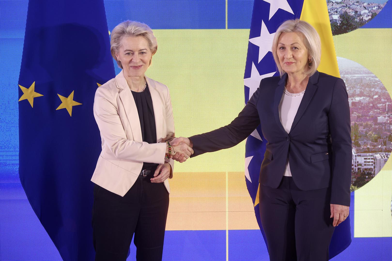 01.11.2023., Sarajevo, Bosna i Hercegovina - Predsjedavajuca Vijeca ministara BiH Borjana Kristo sastala se sa predsjednicom Europske komisije Ursulom von der Leyen. Photo: Armin Durgut/PIXSELL