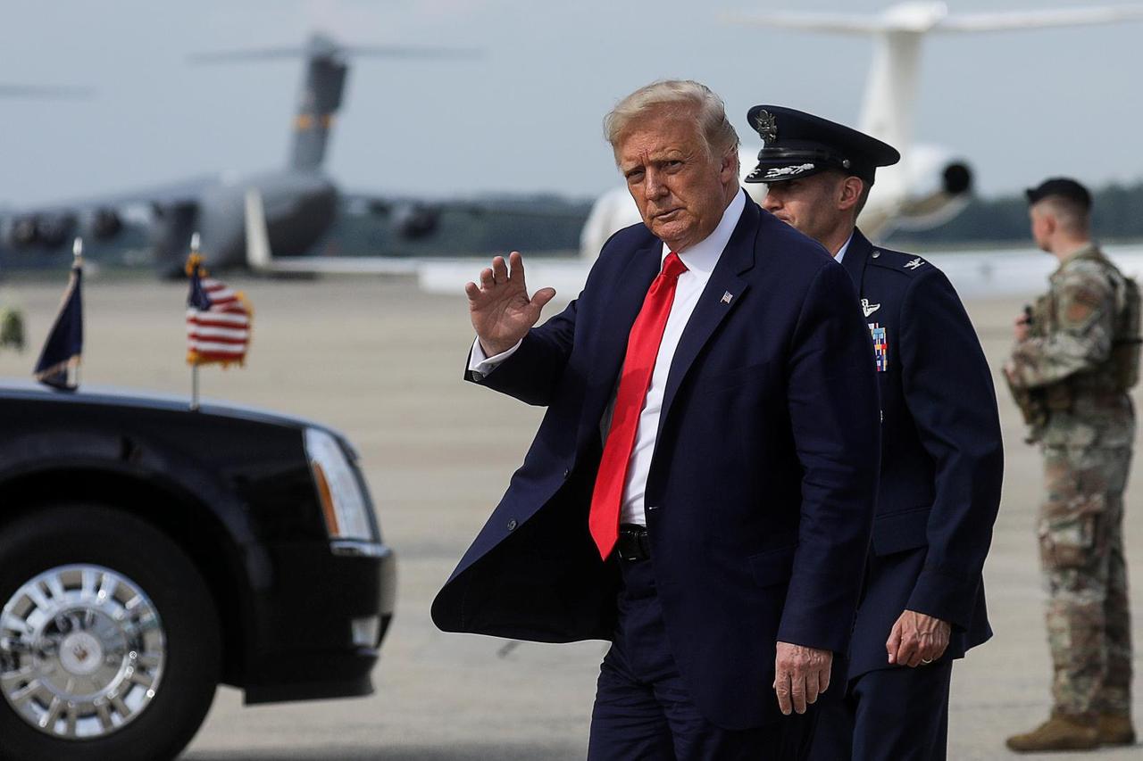 U.S. President Trump returns to Washington on travel to North Carolina at Joint Base Andrews in Maryland