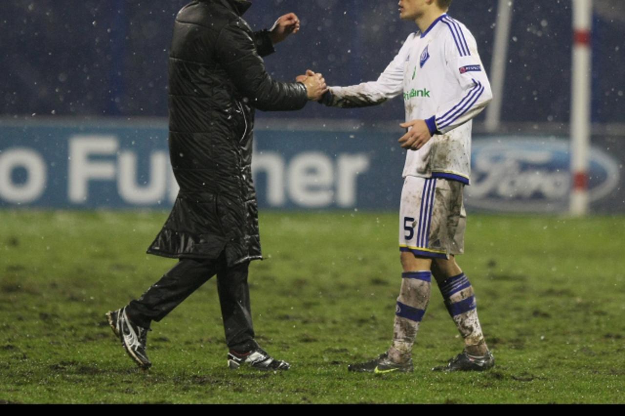 '04.12.2012., stadion u Maksimiru, Zagreb - UEFA Liga prvaka, skupina A, 6. kolo, GNK Dinamo - FC Dynamo Kijev. Kruno Jurcic i Ognjen Vukojevic.Photo: Marko Prpic/PIXSELL'