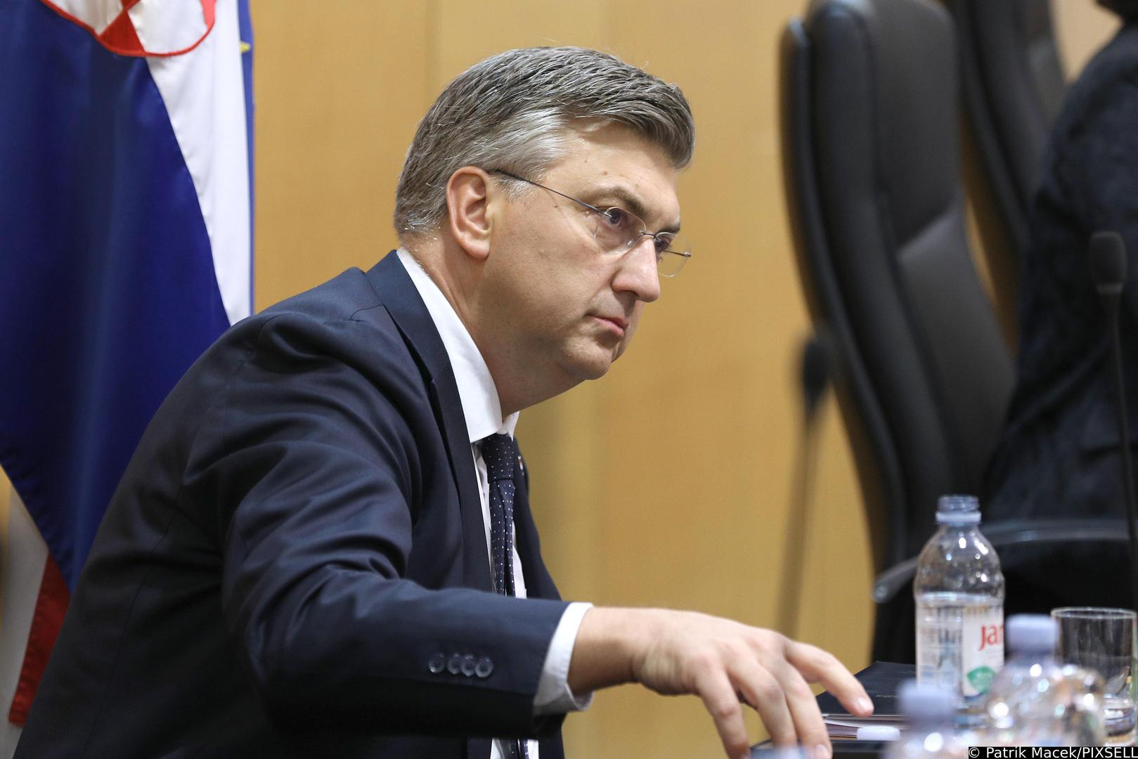 24.10.2023., Zagreb - Premijer Andrej Plenkovic dosao je u Sabor i u nastavku sjednice podnosi godisnje izvjesce Vlade Republike Hrvatske.   Photo: Patrik Macek/PIXSELL