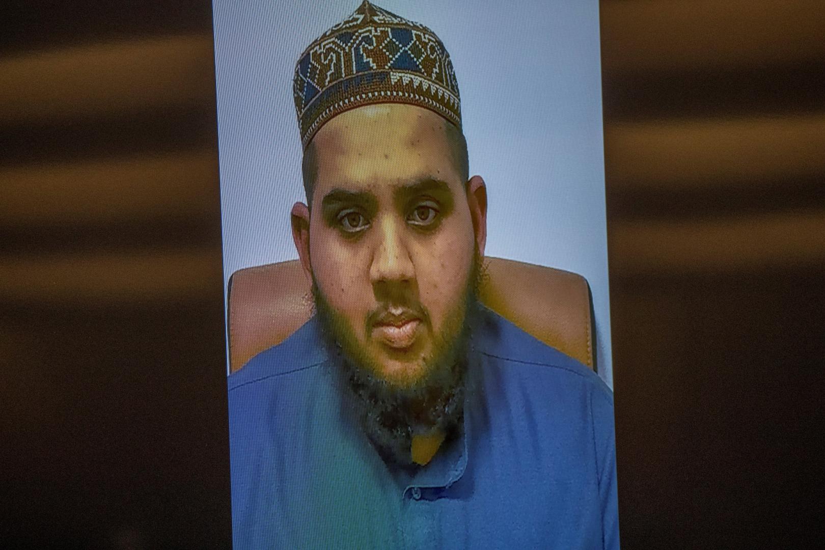 The sentencing for mosque gunman Brenton Tarrant takes place in Christchurch Irfan Patel, son of Musa Vali Suleman Patel who was killed in the shooting, gives a pre-recorded victim impact statement over video feed during the sentencing of mosque gunman Brenton Tarrant at the High Court in Christchurch, New Zealand, August 24, 2020. John Kirk-Anderson/Pool via REUTERS POOL