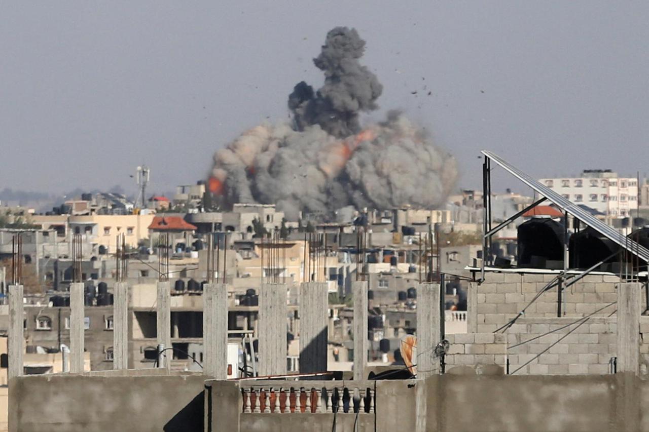 Smoke rises following Israeli strikes, amid the ongoing conflict between Israel and the Palestinian Islamist group Hamas, in Rafah