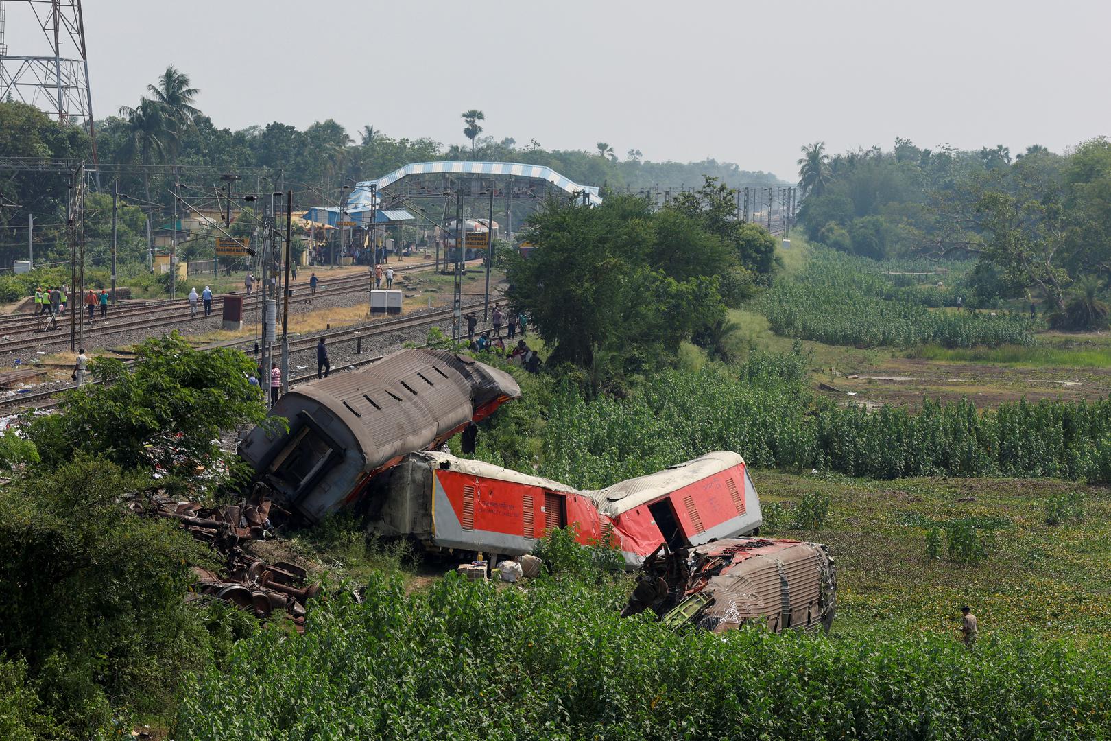 A view shows damaged coaches at the site of a train collision following the accident in Balasore district in the eastern state of Odisha, India, June 4, 2023. REUTERS/Adnan Abidi Photo: ADNAN ABIDI/REUTERS