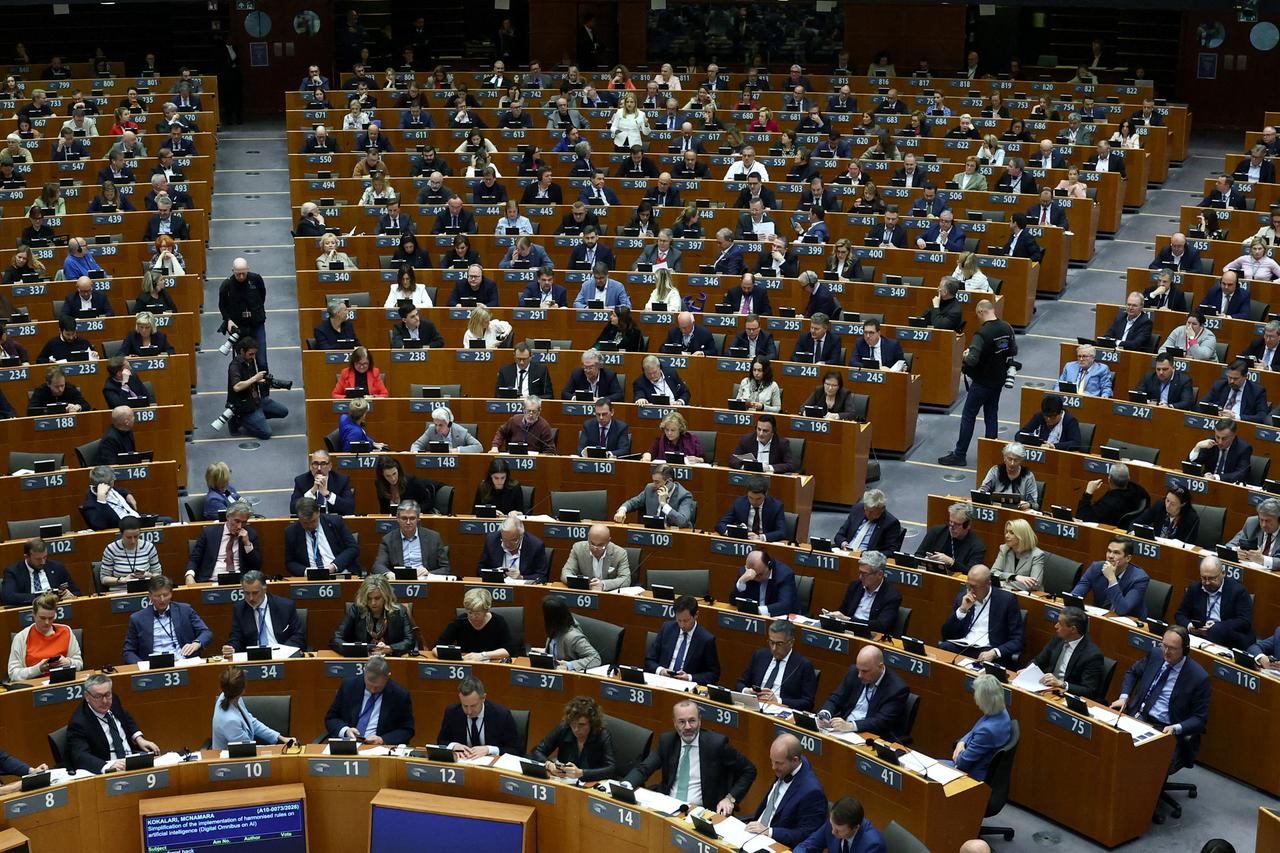 Members of the European Parliament attend a plenary session, in Brussels