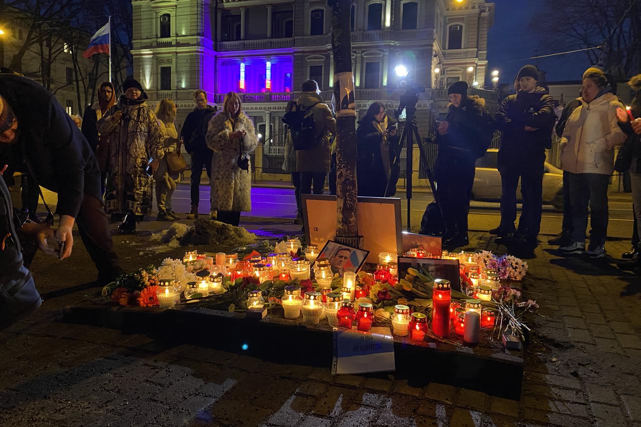 Protests outside the Russian embassy in Riga