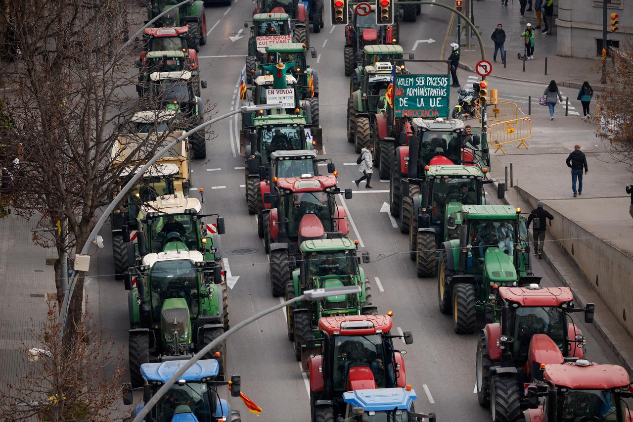 FILE PHOTO: Spanish farmers' protests against rising costs, green rules, in Girona