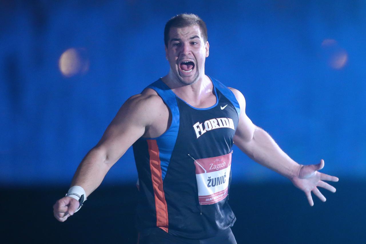 01.09.2014., Zagreb - Atletski miting Zagreb - Hanzekovicev memorijal, bacanje kugle, muski. Najbolji svjetski bacaci kugle natjecu se pokraj gradskih fontana i Nacionalne i sveucilisne knjiznice, prvi put u povijesti Hanzekovicevog memorijala izvan stadi