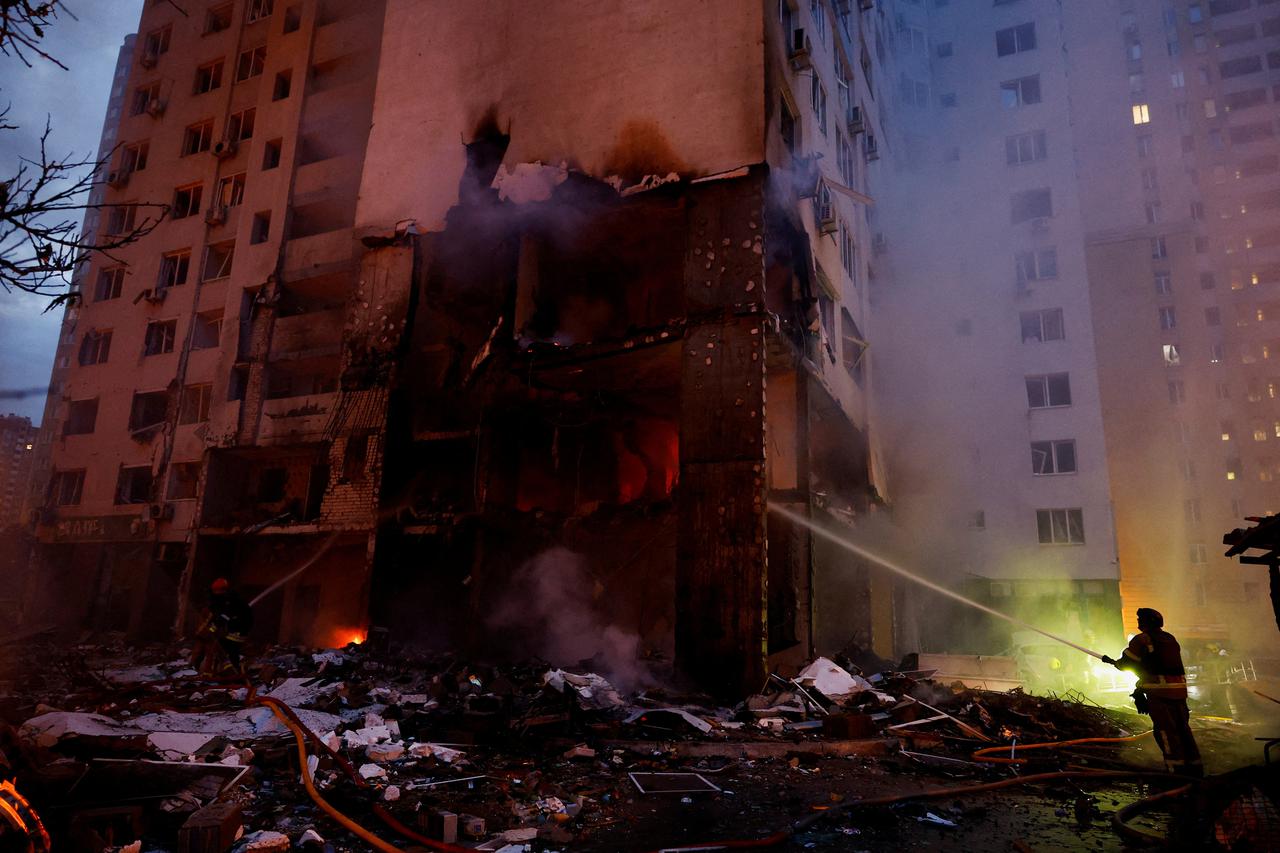 Aftermath of Russian missile and drone attack in Kyiv