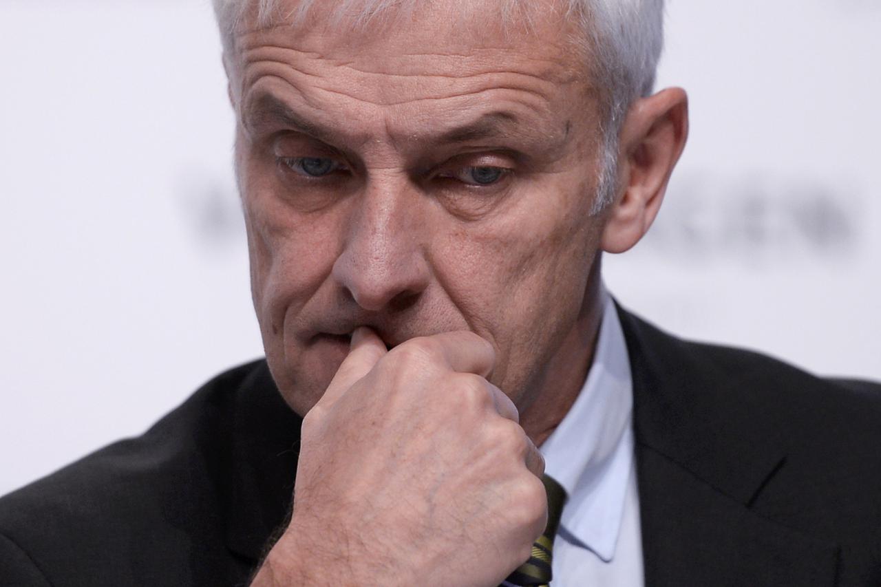 Volkswagen (VW) Chief Executive Matthias Mueller attends a news conference in Wolfsburg, Germany December 10, 2015. German car maker Volkswagen will publish intermediate results from the inquiries it launched in September after admitting to cheating diese