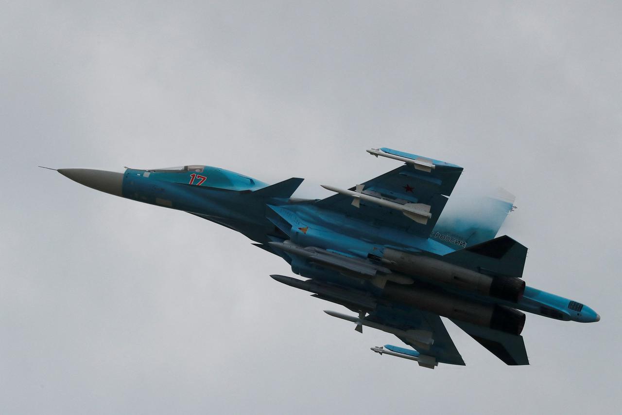 FILE PHOTO: A Sukhoi Su-34 fighter-bomber performs during a demonstration flight at the MAKS 2017 air show in Zhukovsky