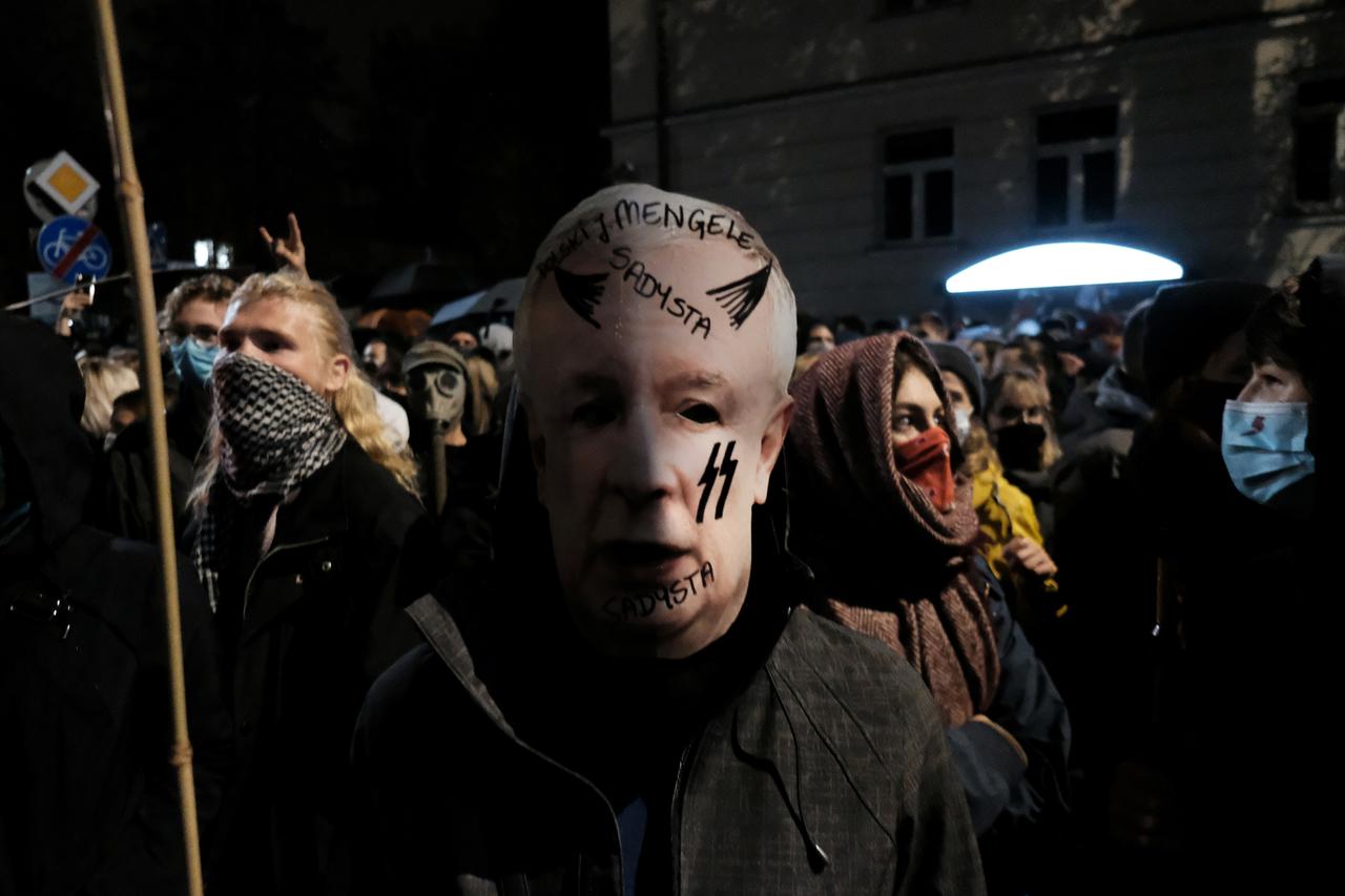 People protest against imposing further restrictions on abortion law in Warsaw