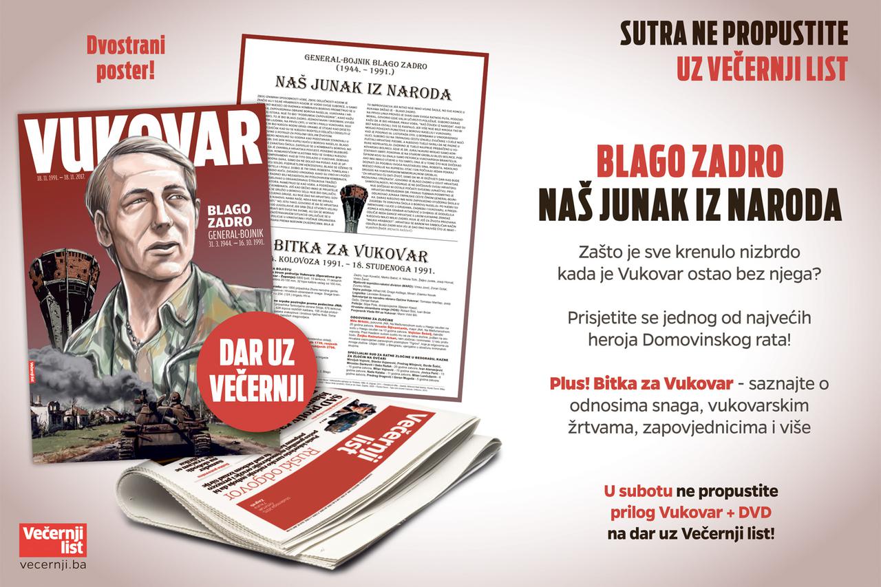 Blago Zadro – poster junaka iz naroda na dar uz Večernji