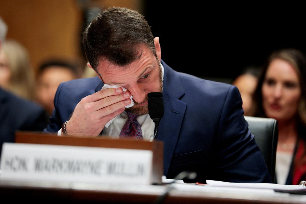 U.S. Senator Markwayne Mullin tesifies before a Senate Homeland Security and Governmental Affairs Committee confirmation hearing, in Washington
