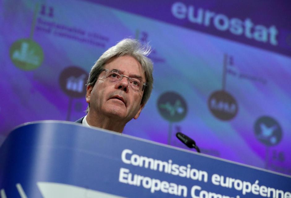 EU Economy Commissioner Paolo Gentiloni gives a news conference on the 2020 Eurostat report on progress towards the Sustainable Development Goals in the EU, in Brussels
