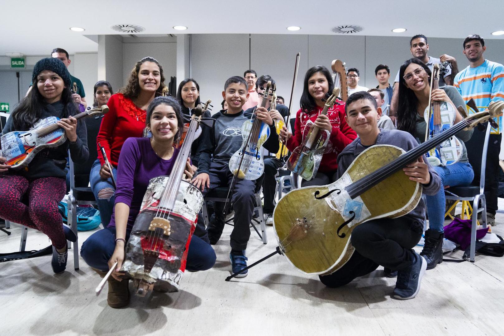 Orchestra of recycled instruments of Cateura "n"nThe orchestra of recycled instruments of Cateura in Madrid"n"nFeaturing: Atmosphere"nWhere: Madrid, Spain"nWhen: 02 Jan 2019"nCredit: Oscar Gonzalez/WENN.com OFA/ZOJ /WENN/PIXSELL