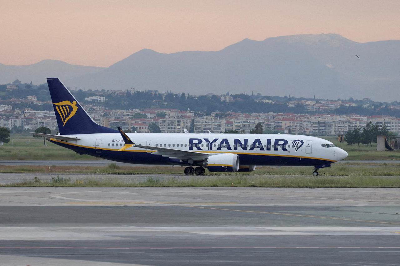 FILE PHOTO: Ryanair plane at Makedonia airport in Thessaloniki, ahead of Ryanair news conference on its operations in Greece