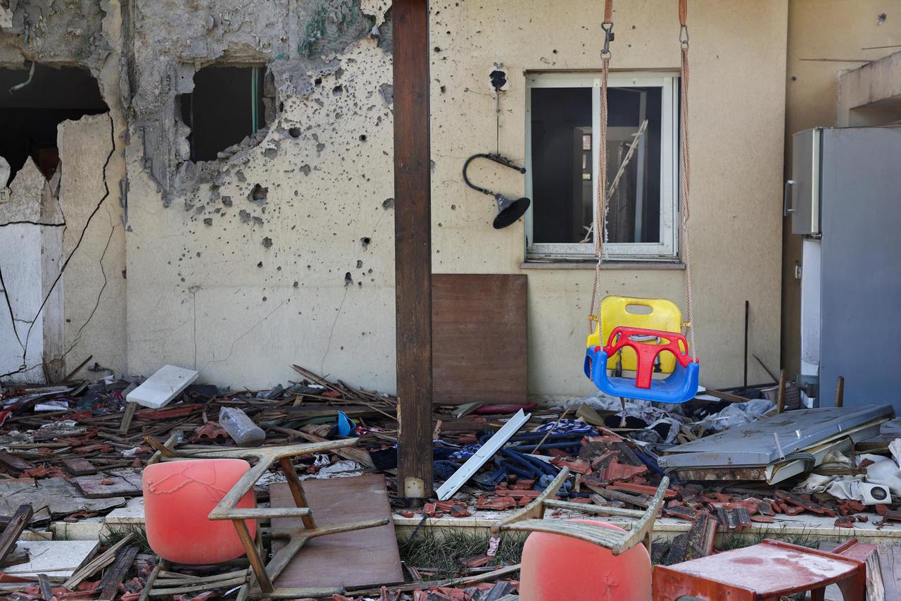 Kibbutz Beeri two months after October 7 attack by gunmen from Palestinian Islamist group Hamas