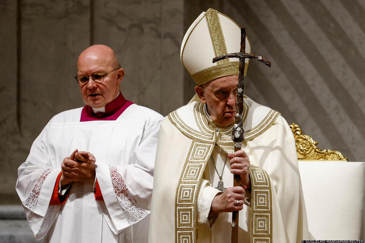 Pope Francis holds Vespers and Te Deum prayer on New Year's Eve in St. Peter's Basilica at the Vatican