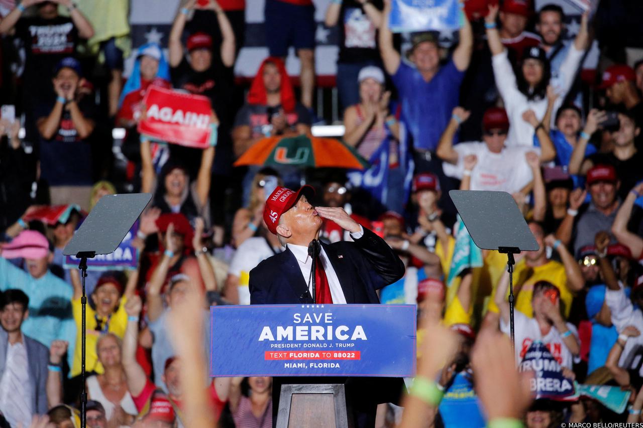 Former U.S. President Donald Trump holds a rally ahead of the midterm elections, in Miami