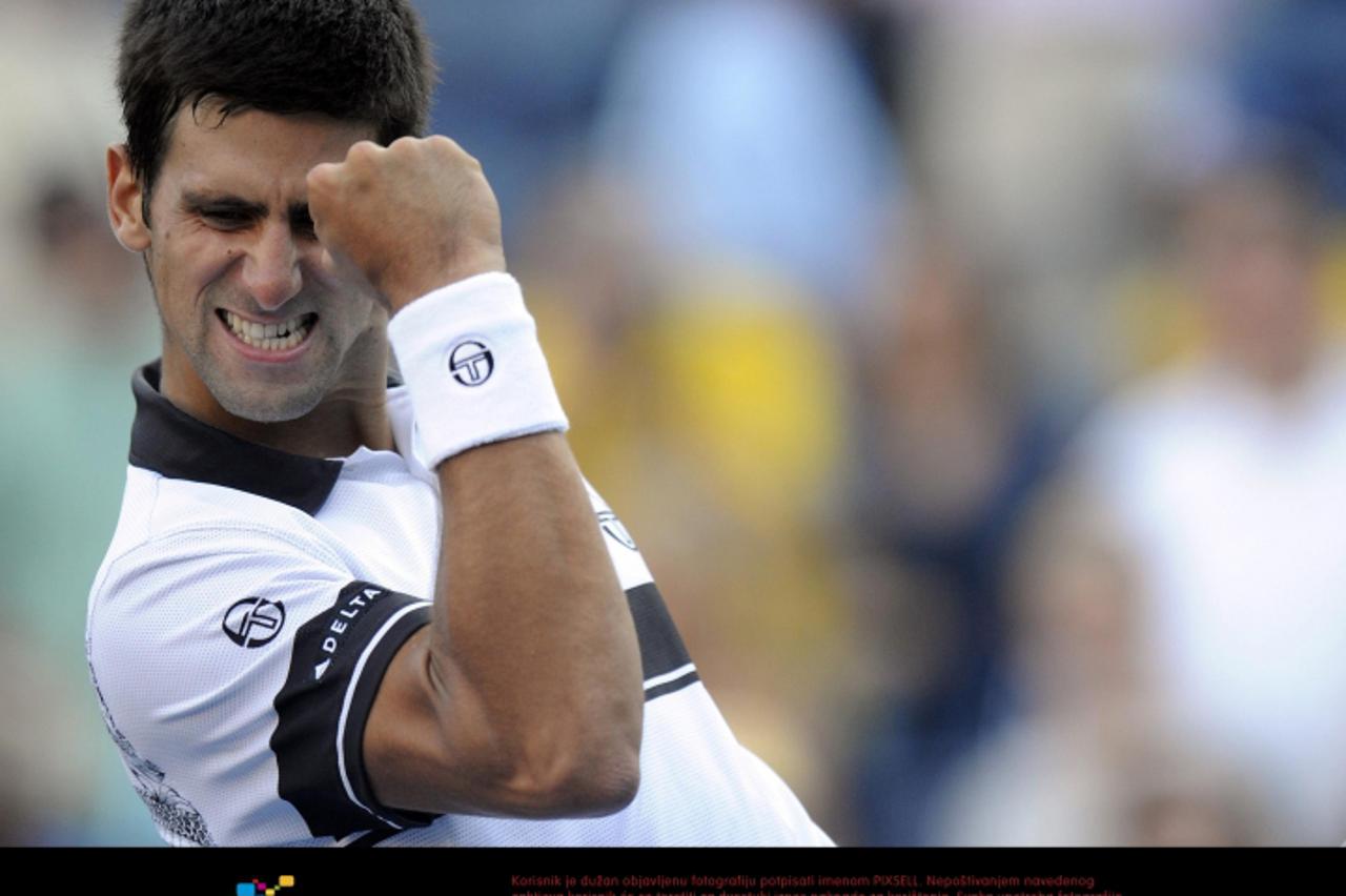 'Serbia\'s Novak Djokovic celebrates in his match against France\'s Gael Montfils during day ten of the US Open, at Flushing Meadows, New York, USA. Photo: Press Association/Pixsell'