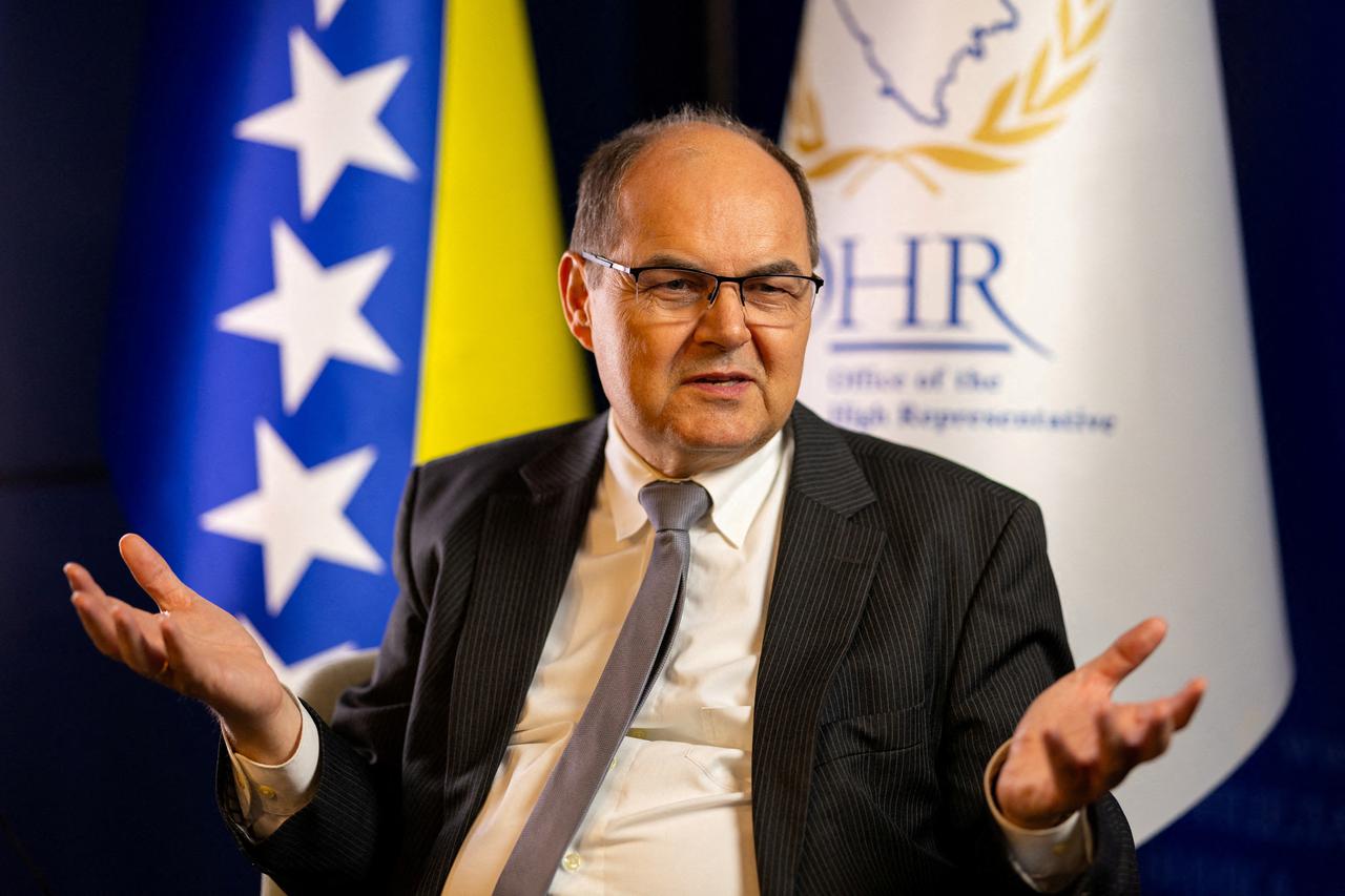 Bosnia's international High Representative Christian Schmidt during the interview for Reuters in Sarajevo