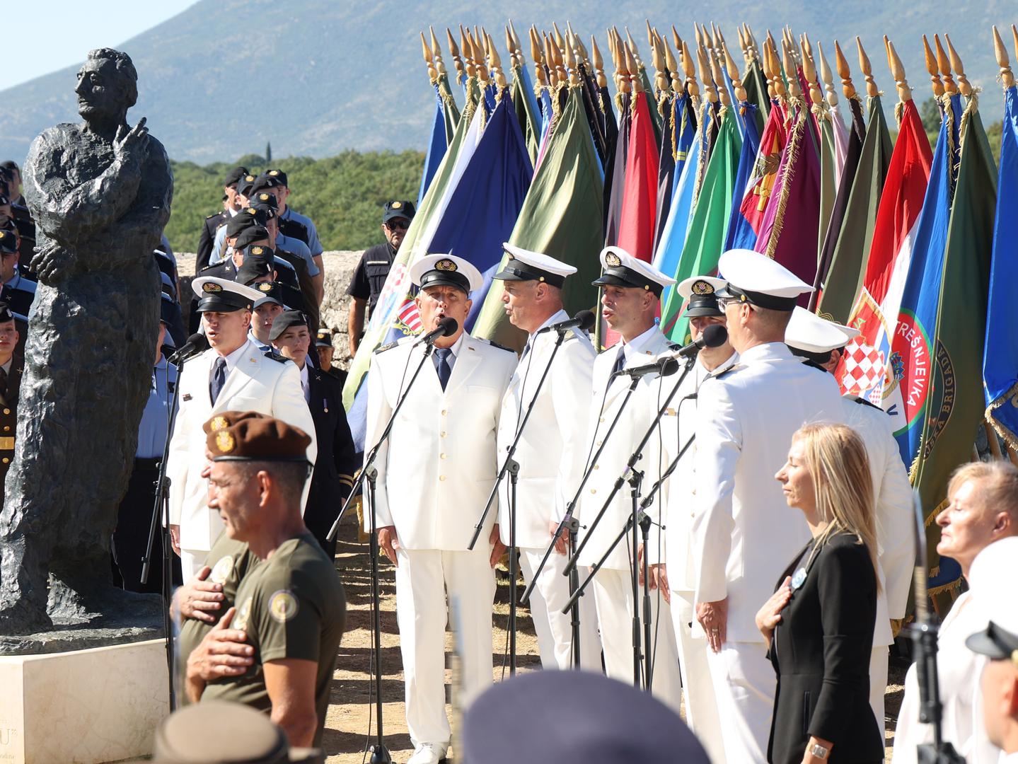 05.08.2025.,Knin- Proslava obiljezavanja Dana pobjede i domovinske zahvalnosti, Dana hrvatskih branitelja i 30. obljetnice vojno redarstvene operacije Oluja. Podizanje zastave na kninskoj tvrdjavi.  Photo: Dusko Jaramaz/PIXSELL